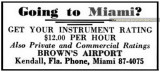 1953 - advertisement for instrument rating flight instruction at Browns Airport in Flying Magazine