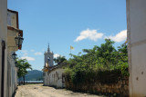 Church and Cobbled Alley, Parati, Brasil.