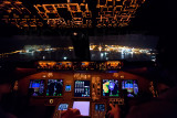 Landing Hongkong Airport. 747-8 flightdeck