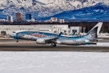 Alaskan Airlines special livery, taking off