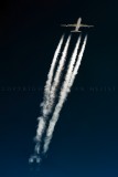 A340 flying overhead, leaving a very nice contrail