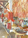 Meat and fish stand at the Old Market in Siem Reap, Cambodia