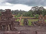 Beautiful road/entrance to the 9th century c.e. Bakong Temple as seen from the Temple - in the Roluos Group, Cambodia