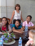 Judy at our first meeting with some of our sponsored young ladies (college students) near Sitha's office - Phnom Penh, Cambodia