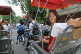 Judy returning to the Aranya Hotel via rickshaw - Hanoi, Vietnam