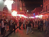Bourbon Street in the French Quarter of New Orleans on Saturday night