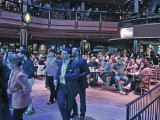 Elliott and Ken at a table (middle right) watching line dancing at the Wildhorse Saloon in downtown Nashville, Tennessee