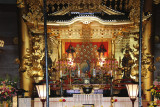 The image of Kannon goddess of mercy is behind this gold curtain - Main Hall of the Senso-ji Temple - Tokyo