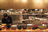 The kitchen at Washoku EN Shiodome where we ate dinner - fine food (Tokyo)