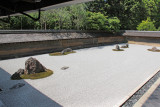 The Kare-sansui (Dry Landscape) Rock Garden or Zen Garden at the Ryoanji Temple in Kyoto