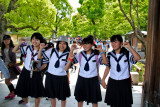 Schoolgirls near the entrance to the Golden Pavilion in Kyoto