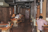 Restaurant on Pontocho Alley in Kyoto where we ate dinner. Vents from the ceiling are used to prepare food at each table.