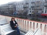 Judy on a sightseeing boat on the Savannah River next to River Street - Savannah