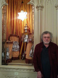 Richard next to the Holy Ark (where Torah scrolls are kept) in Temple Mickve Israel (founded 1790) in Savannah