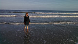 Judy testing the waters - East Coast of Tybee Island