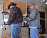 Lunch in Schaeffer’s trailer