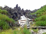 The remains of a house destroyed by the Eldfell volcano