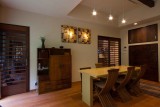 Dining table and decorative lamps