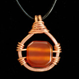  hand forged copper pendant with carnelian square