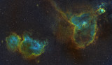 IC1805 and IC1848 (Heart and Soul Nebula) in HST palette