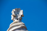 Casa Milà roof architecture, chimneys known as espanta bruixes (witch scarers), Barcelona, Spain