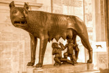 Capitoline Wolf suckles the infant twins Romulus and Remus, Capitolini Museum at Campidoglio, Rome, Italy