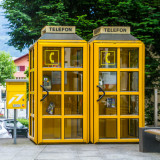 Yellow telephone booths, Vaduz, Liechtenstein
