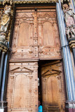 Door, Freiburg Munster medieval cathedral, Freiburg im Breisgau, Black Forest, Germany