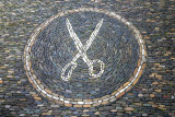 Mosaic to mark the house of a tailor, scissors, Freiburg im Breisgau, Black Forest, Germany
