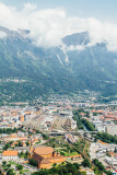 Hopbahnhof, railway station, View of Innsbruck, from Bergisel Ski Jump, Austria
