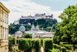 Fortress Hohensalzburg, from Mirabell gardens, Salzburg, Austria