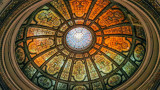 Healy and Millet stained glass dome in the Grand Army of the Republic rotunda at the Chicago Cultural Center, Chicago, Illinois