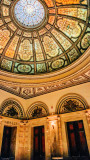 Healy and Millet stained glass dome in the Grand Army of the Republic rotunda at the Chicago Cultural Center, Chicago, Illinois