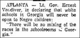 lt. governor declares there will be no racial mixing in georgia schools 1958 january 13
