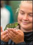 Madelene and a new friend (Chameleon) at Nairobi National Museum