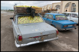Apple transportation with old russian cars