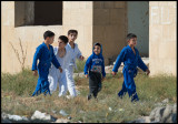 Young kids walking to the Judo training camp in Qobustan