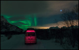 My bus (lit by a torch) and Northern Light