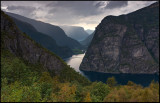 View in to Aurlandsvangen from road 50