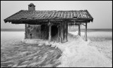 NE winterstorm wiped away the walls of this sauna in Össby
