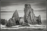 Pinnacles rise from the sea in Alaskas  Chiswell Islands.