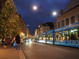 The blue tram at Christmas