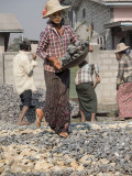 Road construction: Hard working lady