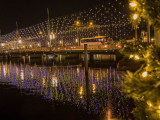 Lake bridge in Christmas time 