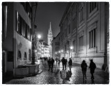 Basel night after rain
