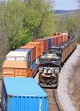 Stacks and Coal. Eastbound 796 struggles up the hill at West Waddy, passing 22A which had been sitting for over an hour. 