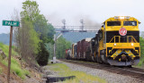 After meeting a pair of Southbound intermodals, Virginian 1069 gets train 142 back on the move at Palm