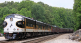 F units and varnish make a quick station stop at Burnside before continuing South to Chattanooga 