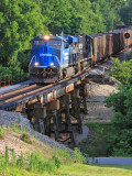 CR 8098 leads Westbound 797 across the creek at Bondville Ky