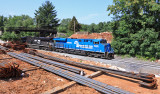 (06/22/13) Northbound 797 passes under the old Jones Knob bridge with CR 8098 leading 